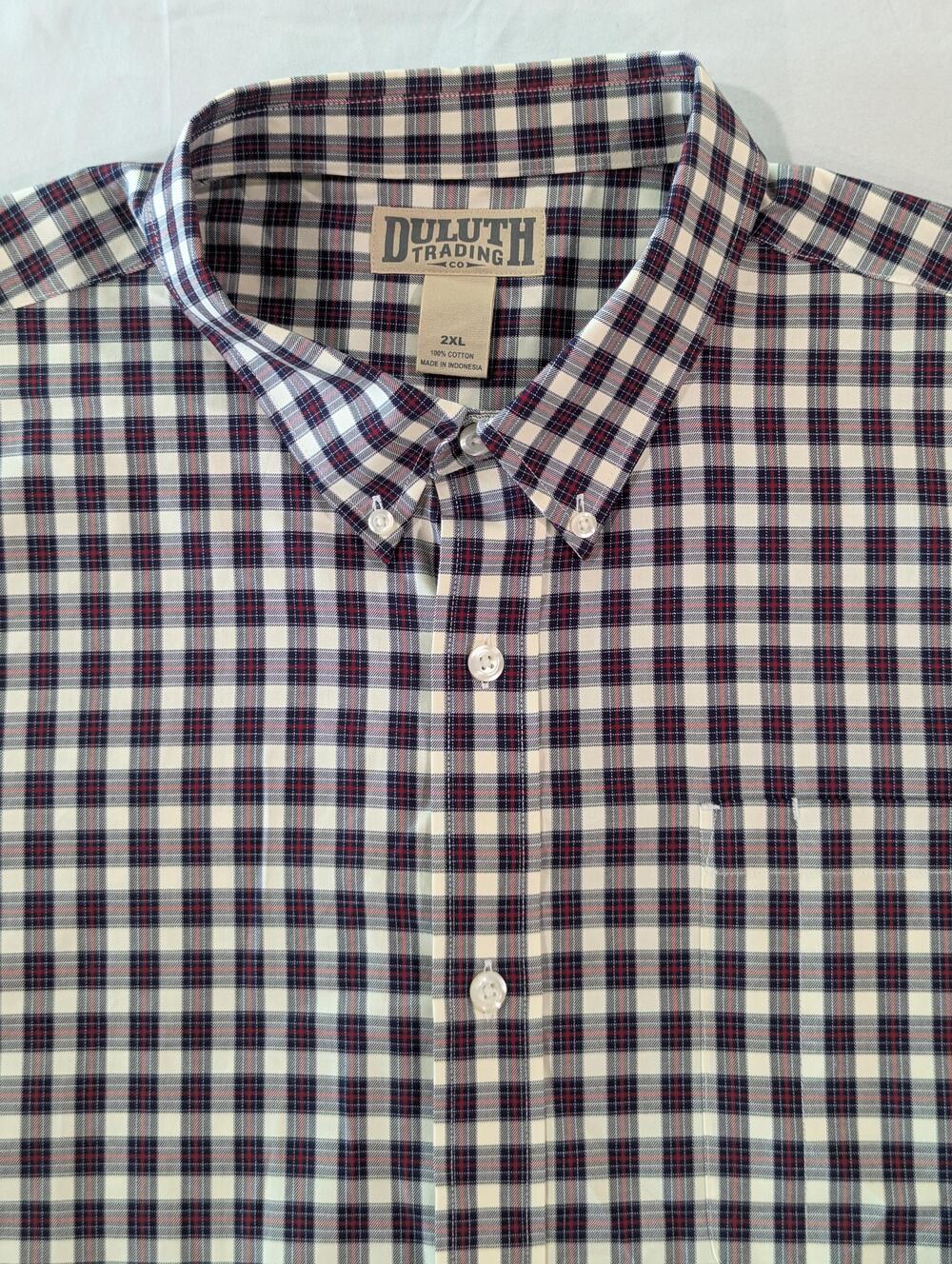 Duluth Trading Co Shirt Mens 2XL Blue Plaid Long Sleeve Button Up Casual